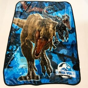 Jurassic World Blue Plush Fleece Throw Blanket T-Rex Raptor
